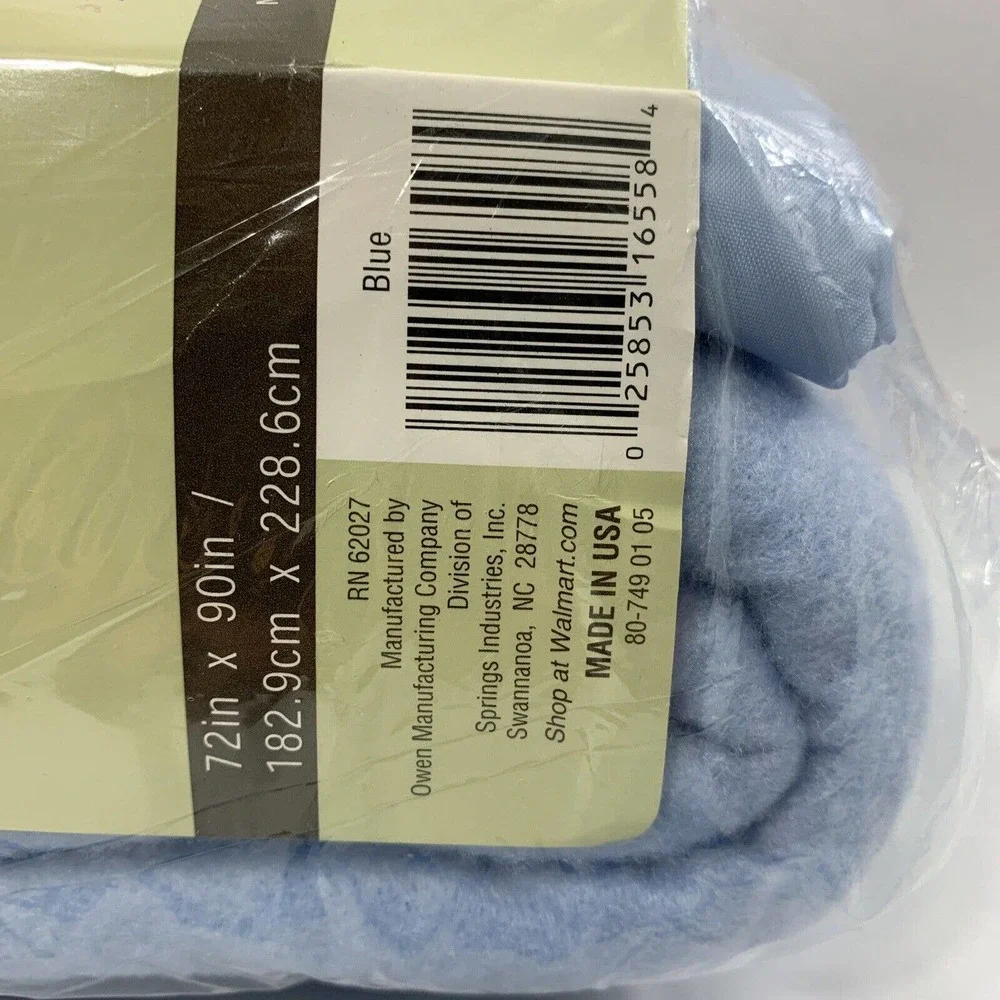 Owen Manufacturing Blanket 100% Polyester Twin Full Light Blue‎ New